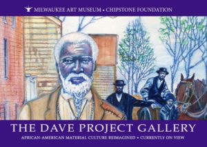 "The Dave Project Gallery" painting of an older Black man with white hair and a beard in the foreground. 